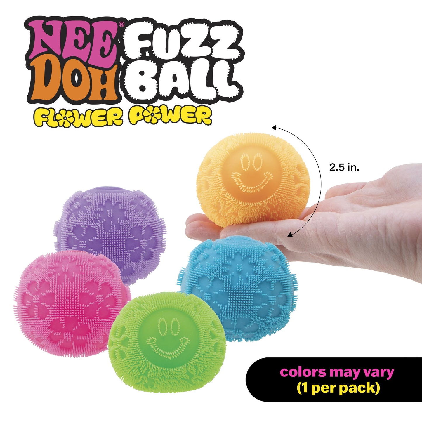 Fuzz Ball Flower Power Novelty Fidget Toy, (1 Piece, Color May Vary), Children Ages 3+