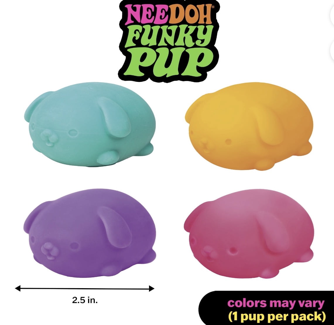 FUNKY PUP DOG SQUSHI, STRESS RELIEVER, FIDGET, SENSORY BALL, 1 COLORS MAY VARY, 1 PUP PER PACK