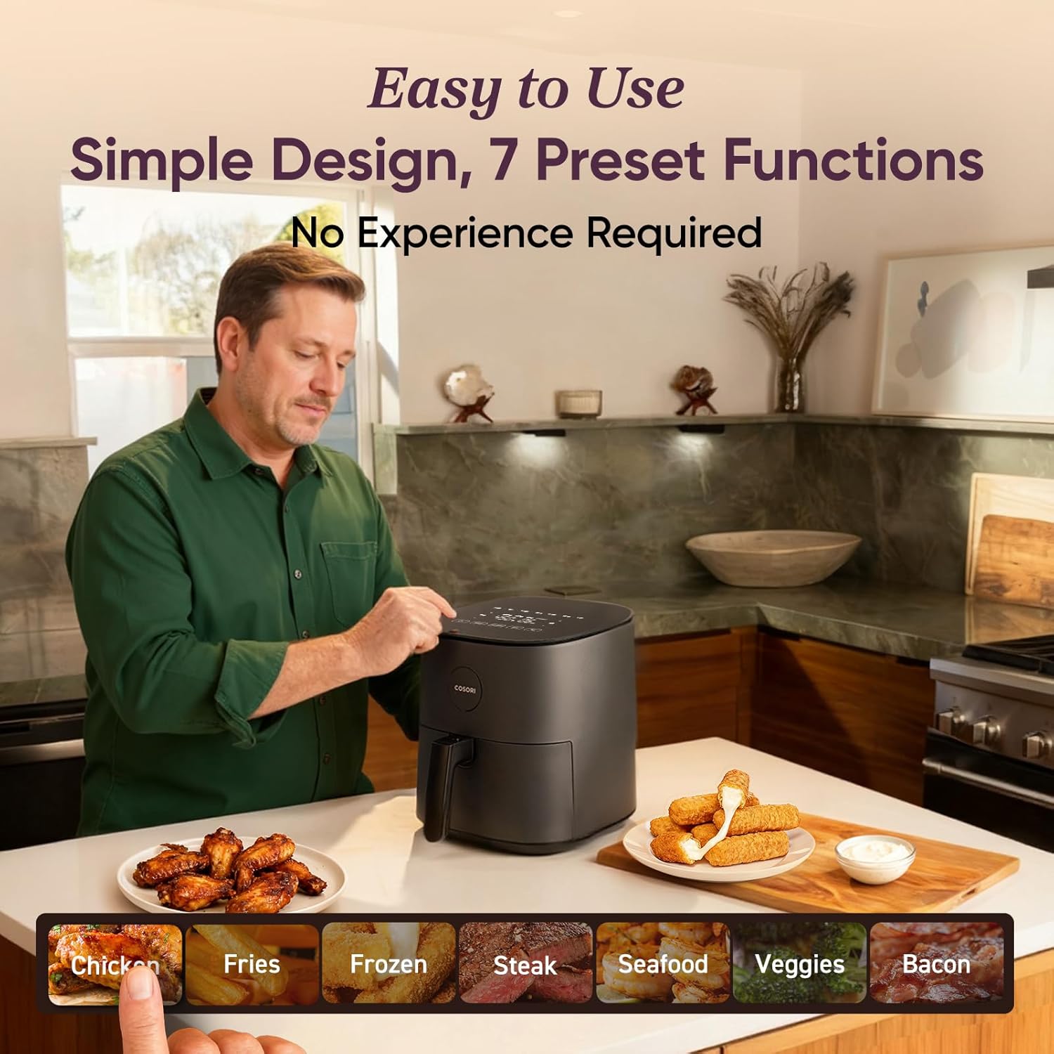 Compact Air Fryer 5QT — Ceramic Coated, 7 Presets - Image 2