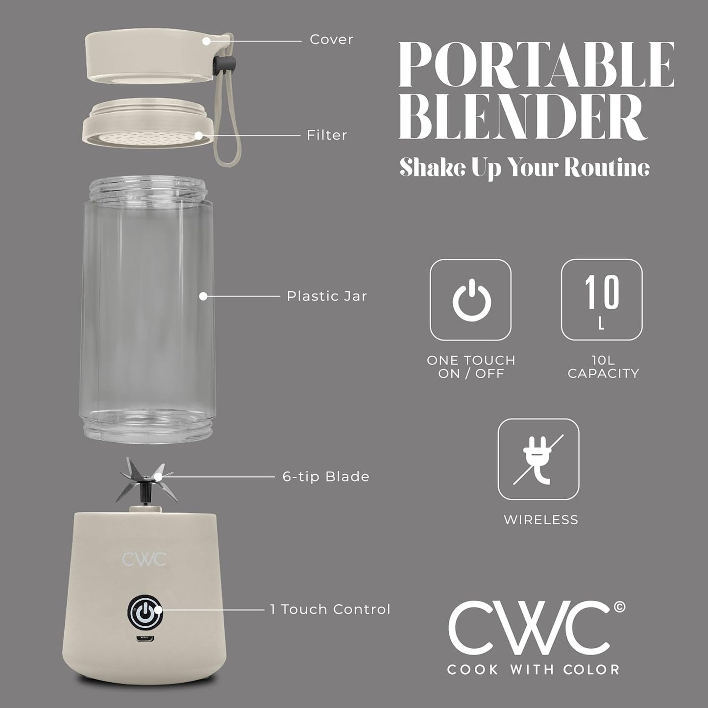 Mini Portable Blender 12oz — USB Rechargeable, 250W - Image 2