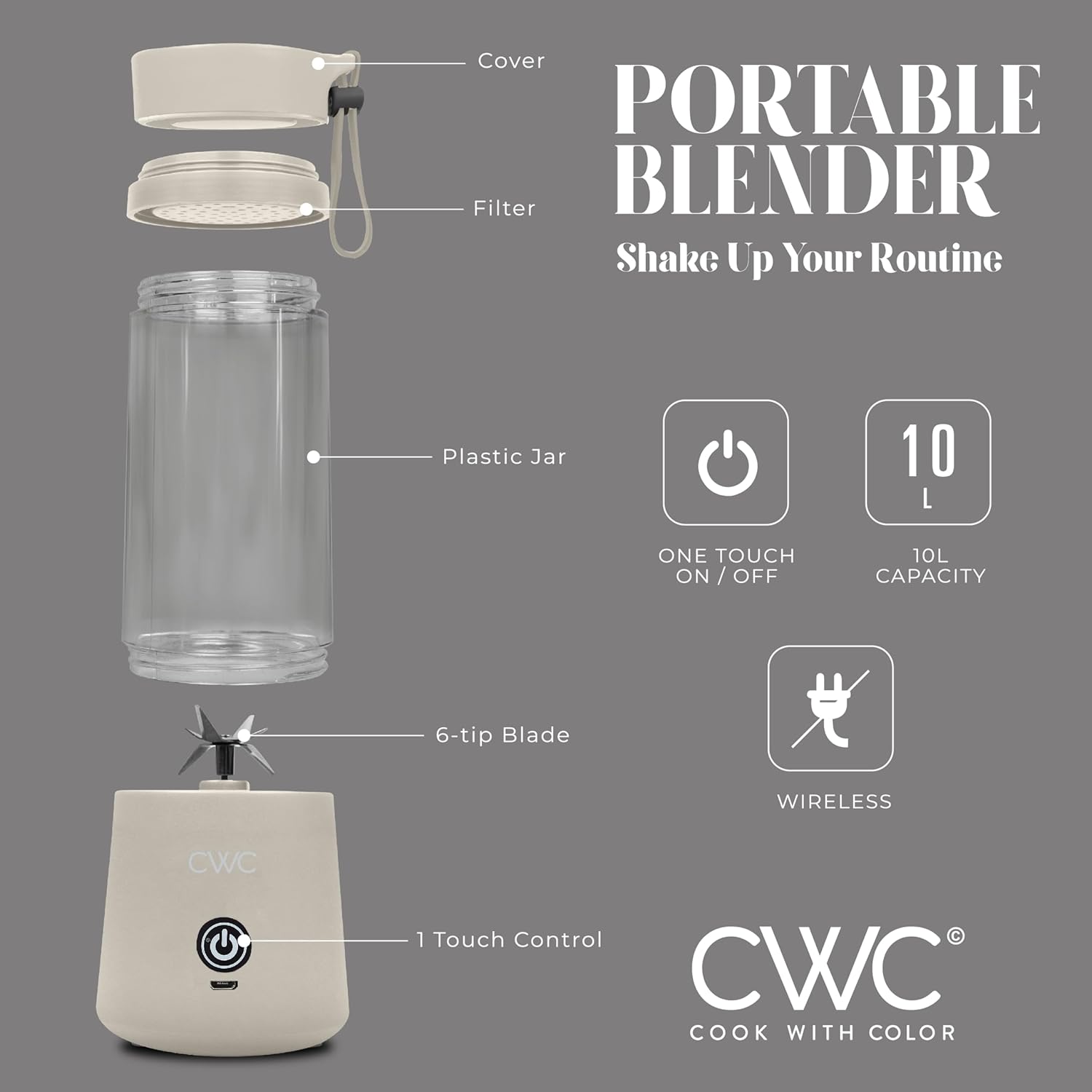 Mini Portable Blender 12oz — USB Rechargeable, 250W - Image 2