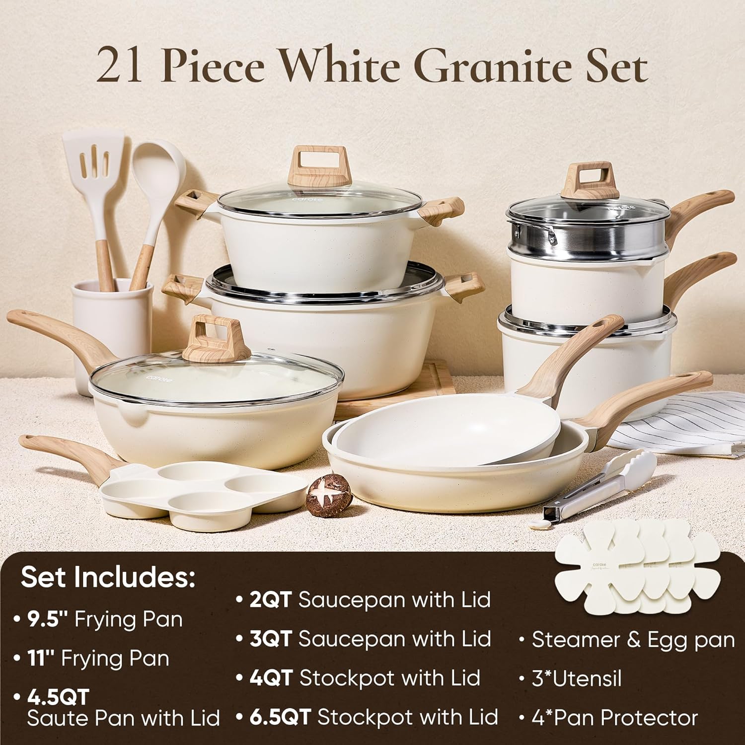 Nonstick Pots & Pans 21-Piece Set — Granite, Induction Ready - Image 2