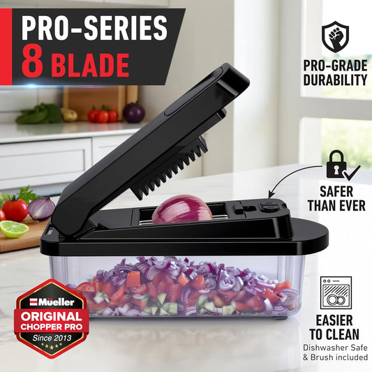 10-in-1, 8 Blade Vegetable Chopper, Mandoline Slicer, Onion Mincer, Cutter, Dicer, Veggie Chopper with Container, Kitchen Essentials & Gadgets, House Warming Gifts New Home, Black - Image 2
