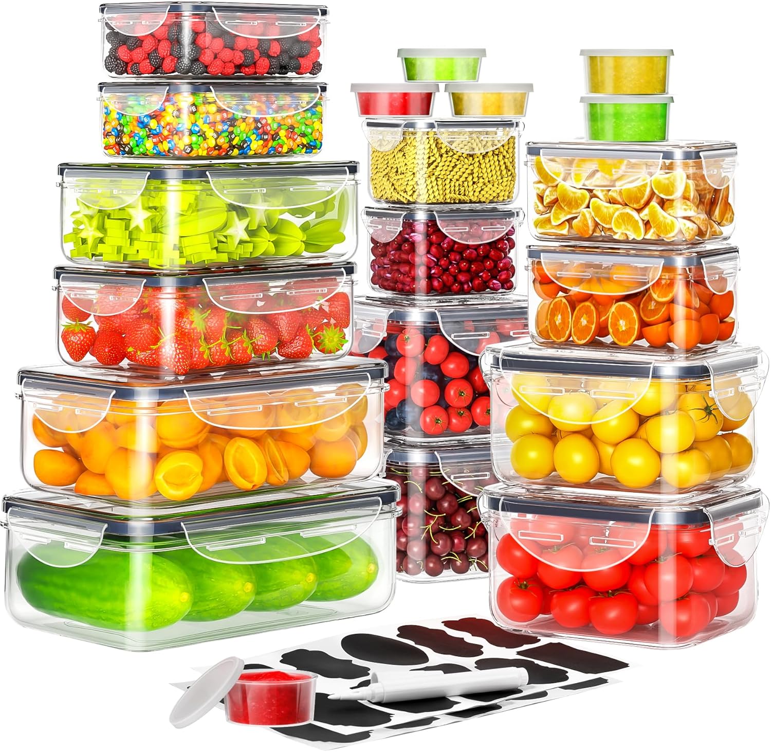 Food Storage Containers 40-Piece Set — Stackable & Leakproof