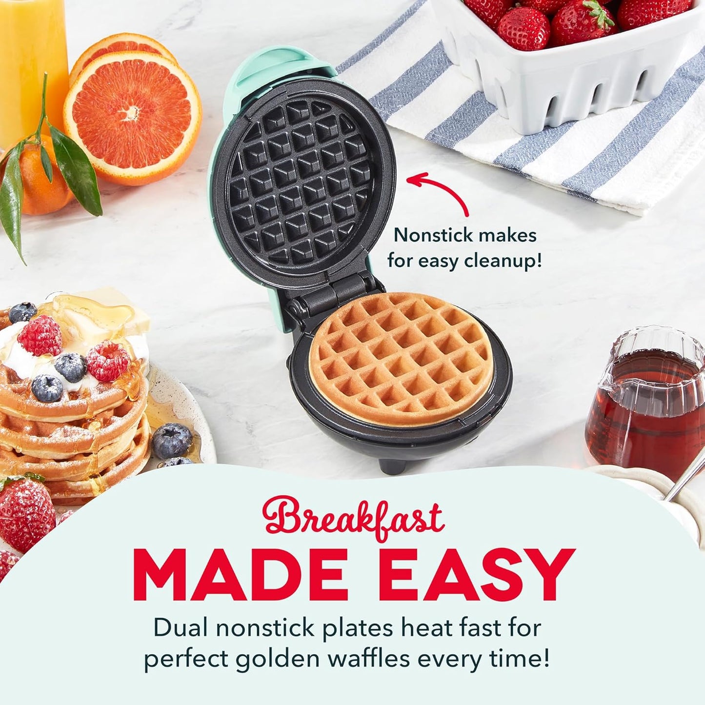 Mini Waffle Maker — Compact Nonstick, 4-Inch - Image 3