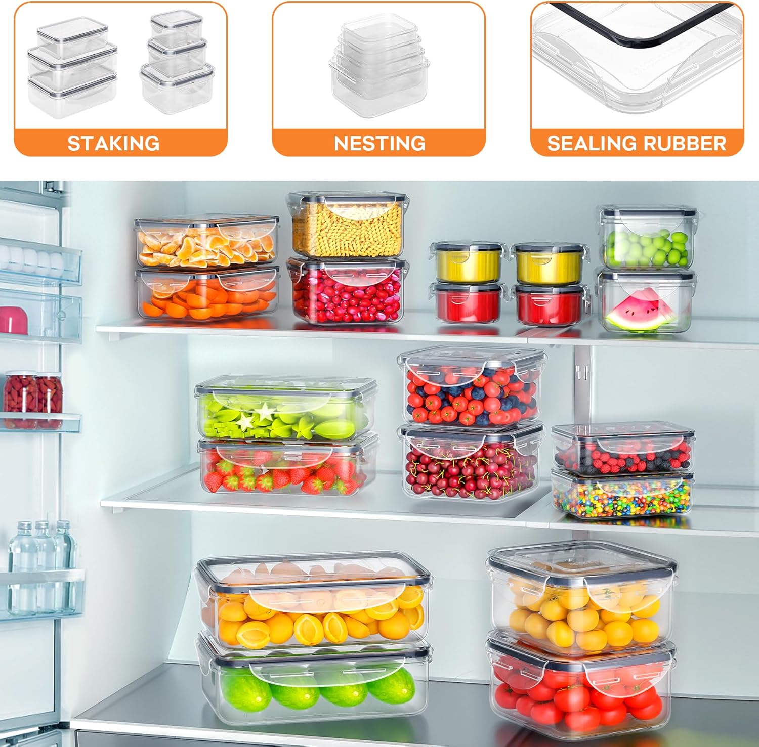 Food Storage Containers 40-Piece Set — Stackable & Leakproof - Image 3
