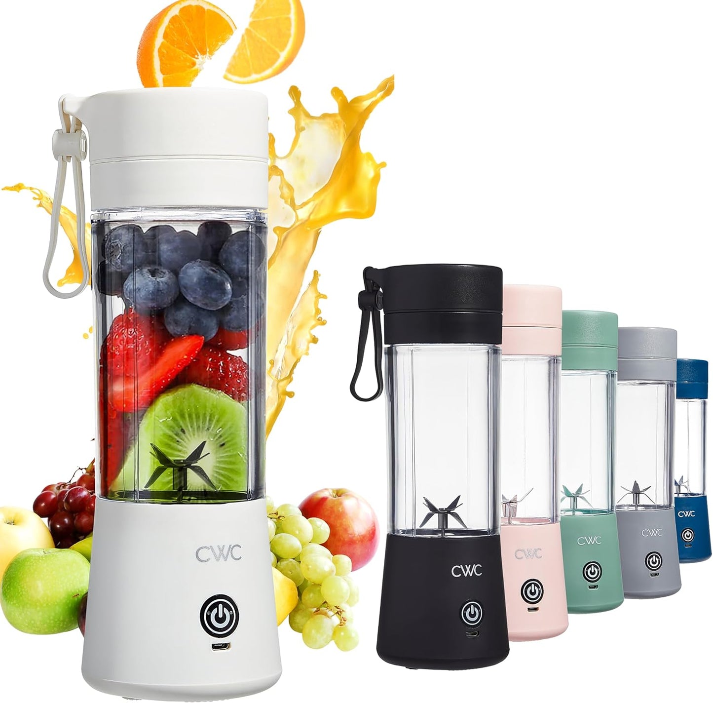 Mini Portable Blender - 250W Power, 12oz Capacity, Stainless Steel Blade, Wireless/USB Rechargeable, Creme