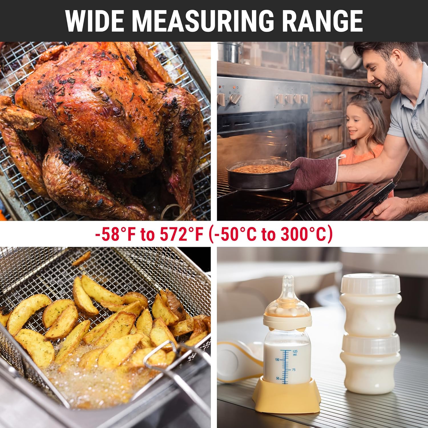 Digital Meat Thermometer for Cooking, Instant Read Thermometer with Backlight, Kitchen Food Thermometer for Grill Smoker BBQ Oil Deep Fry Candy Bread Coffee with Pop-up Meat Probe - Image 6